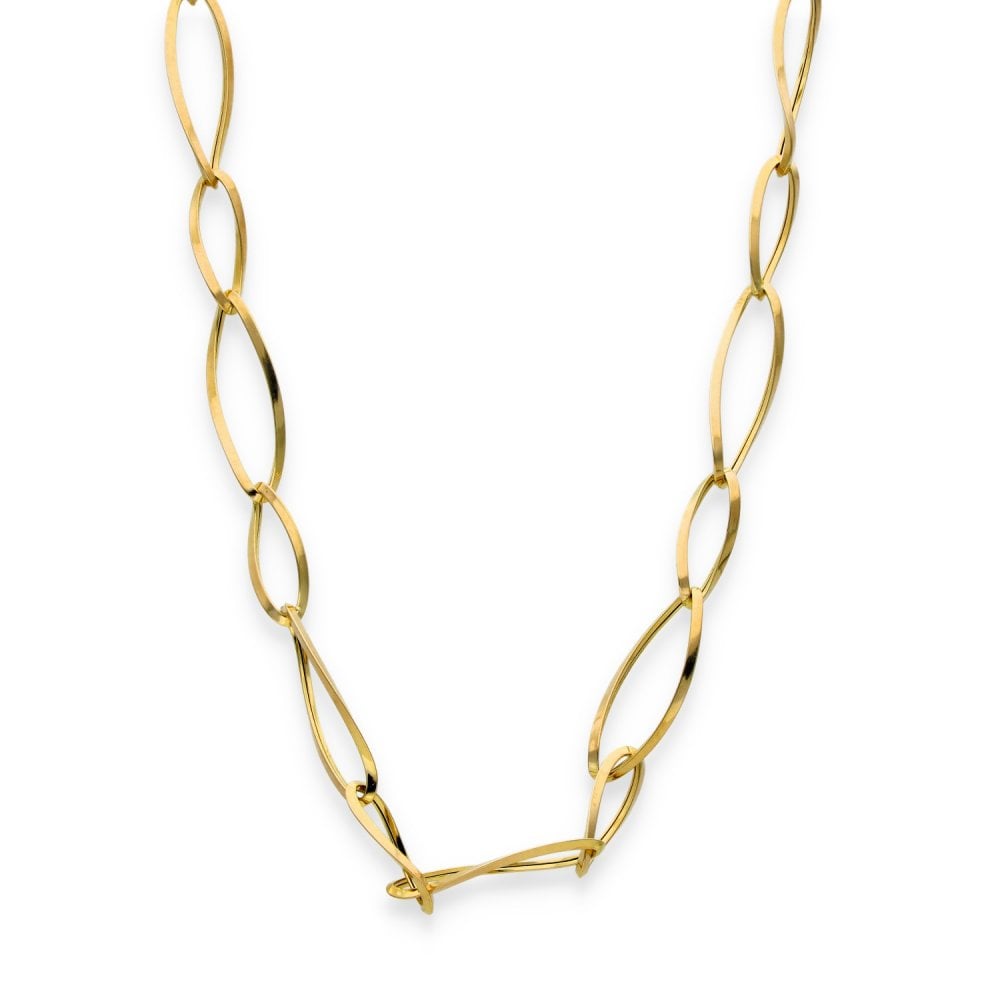 9ct Yellow Gold Fancy Oval Link Chain - 36" - 7.5g
