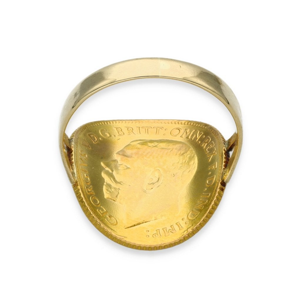 1912 Yellow Gold Half Sovereign Coin Ring - Size N - 4.7g
