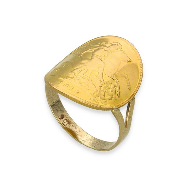 1912 Yellow Gold Half Sovereign Coin Ring - Size N - 4.7g
