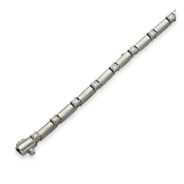 18ct White Gold Diamond Bar Bracelet - 7" - 0.96ct