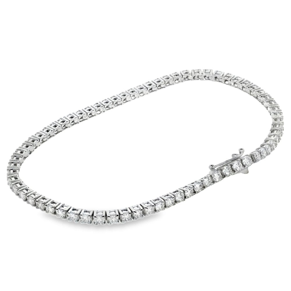 18ct White Gold Diamond Tennis Bracelet - 7" - 3.25ct