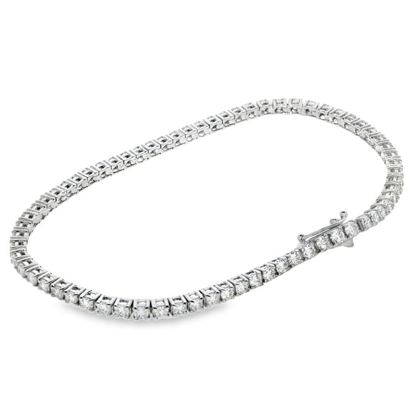 18ct White Gold Diamond Tennis Bracelet - 7" - 3.25ct
