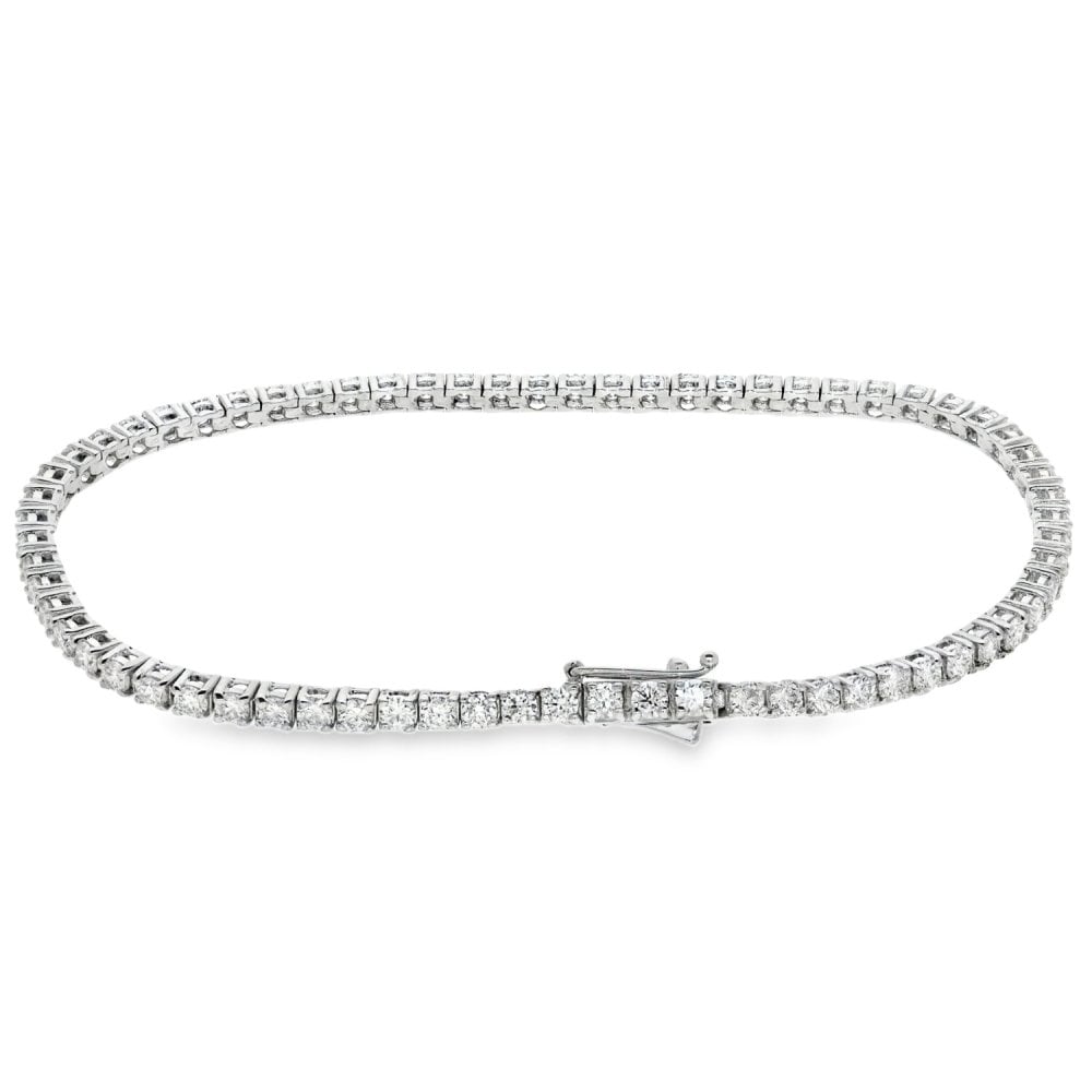 18ct White Gold Diamond Tennis Bracelet - 7" - 3.25ct