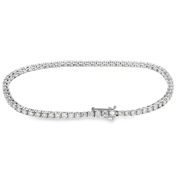 18ct White Gold Diamond Tennis Bracelet - 7" - 3.25ct