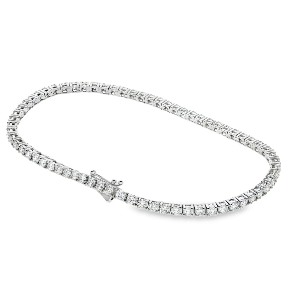 18ct White Gold Diamond Tennis Bracelet - 7" - 3.25ct