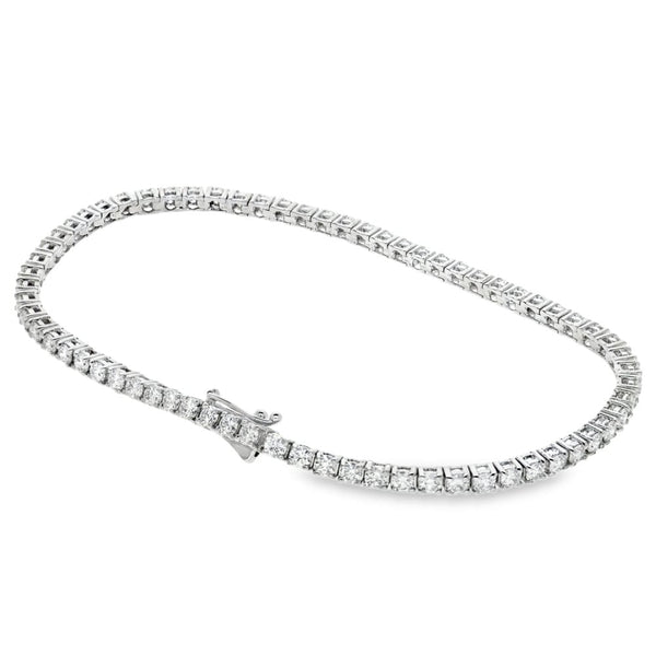 18ct White Gold Diamond Tennis Bracelet - 7" - 3.25ct