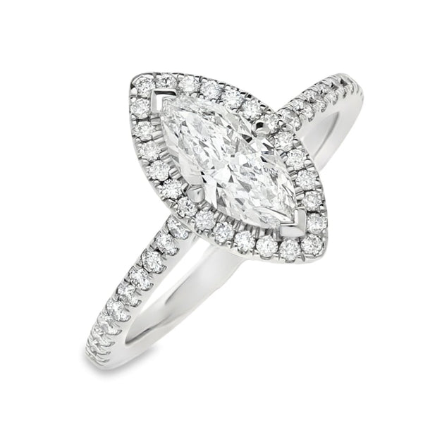 950 Platinum Marquise Diamond Engagement Ring - Size M - 1.11ct