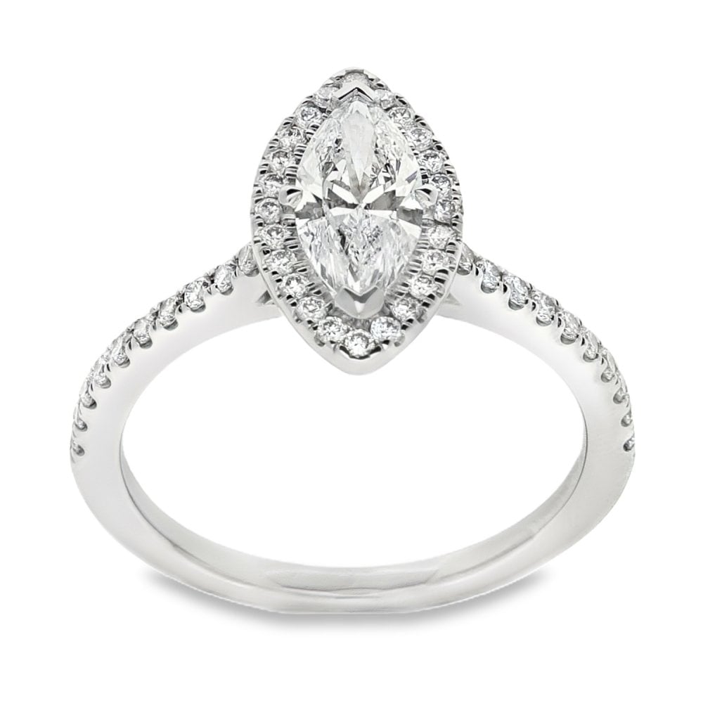 950 Platinum Marquise Diamond Engagement Ring - Size M - 1.11ct