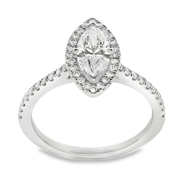 950 Platinum Marquise Diamond Engagement Ring - Size M - 1.11ct