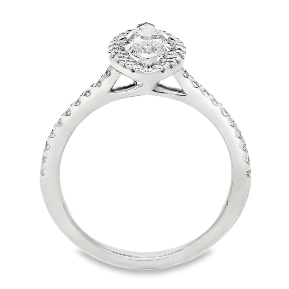 950 Platinum Marquise Diamond Engagement Ring - Size M - 1.11ct