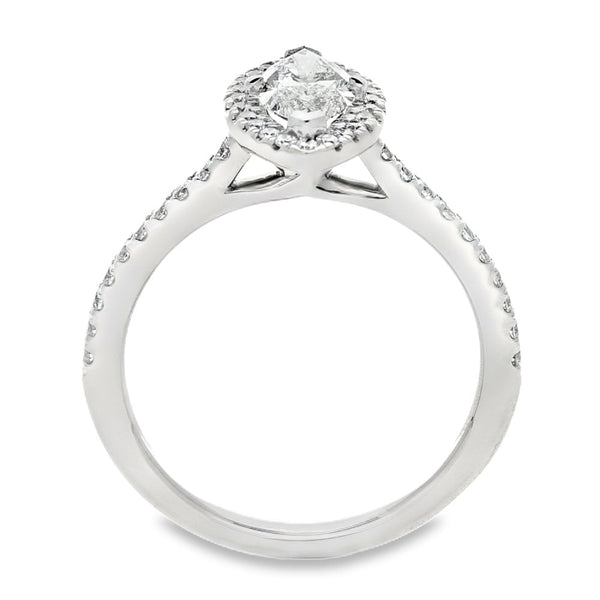 950 Platinum Marquise Diamond Engagement Ring - Size M - 1.11ct