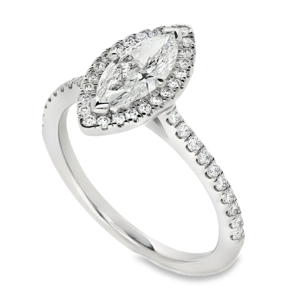 950 Platinum Marquise Diamond Engagement Ring - Size M - 1.11ct