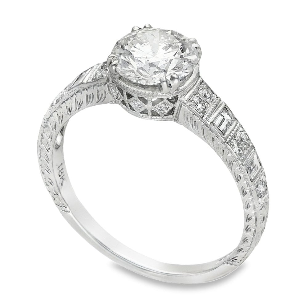 Ladies 18ct White Gold Diamond Engagement Ring -1.34ct