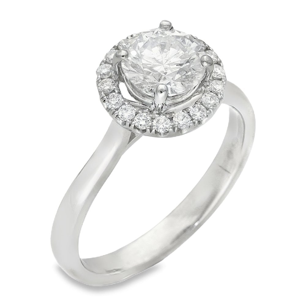18ct White Gold Diamond Engagement Ring - Size N - 1.31ct