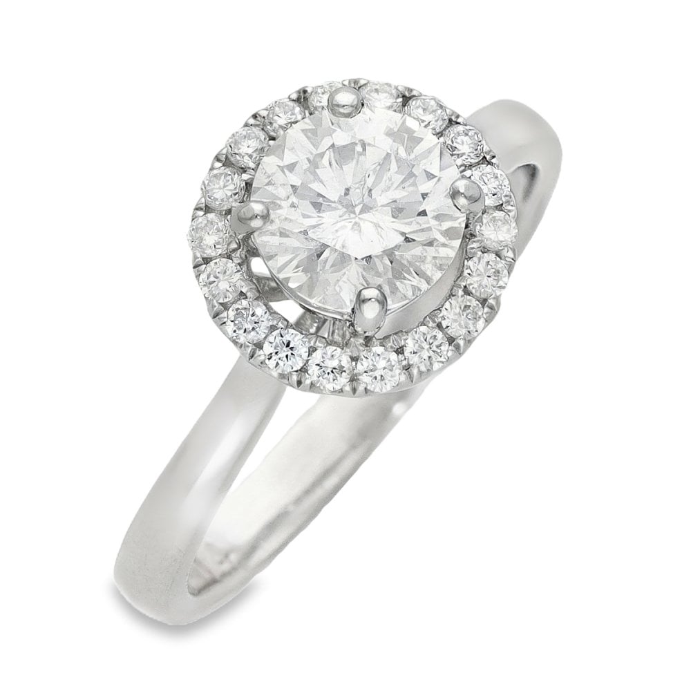18ct White Gold Diamond Engagement Ring - Size N - 1.31ct