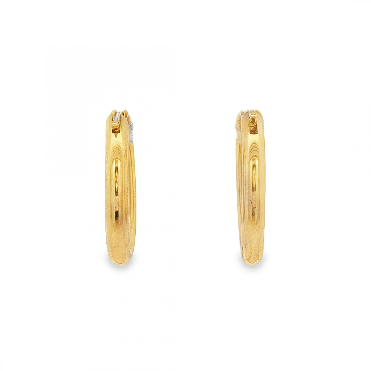 9ct Yellow Gold Oval Hoop Earrings - 17x21x3mm - 1.9g