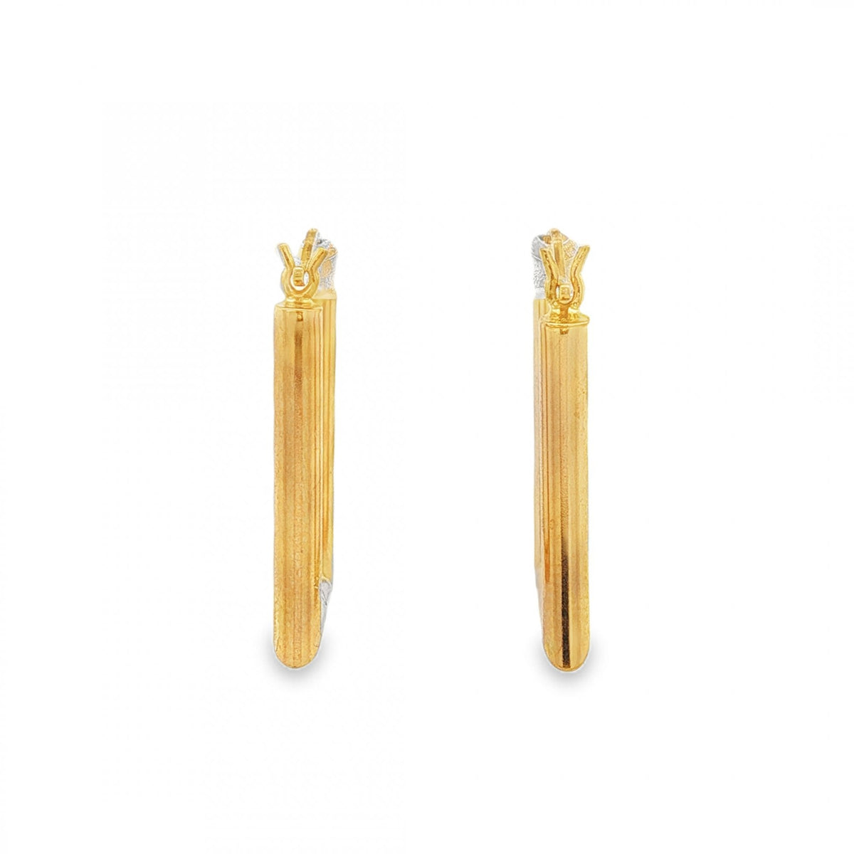 9ct Yellow Gold Rectangular Hoop Earrings - 15x24x2.5mm - 1.7g