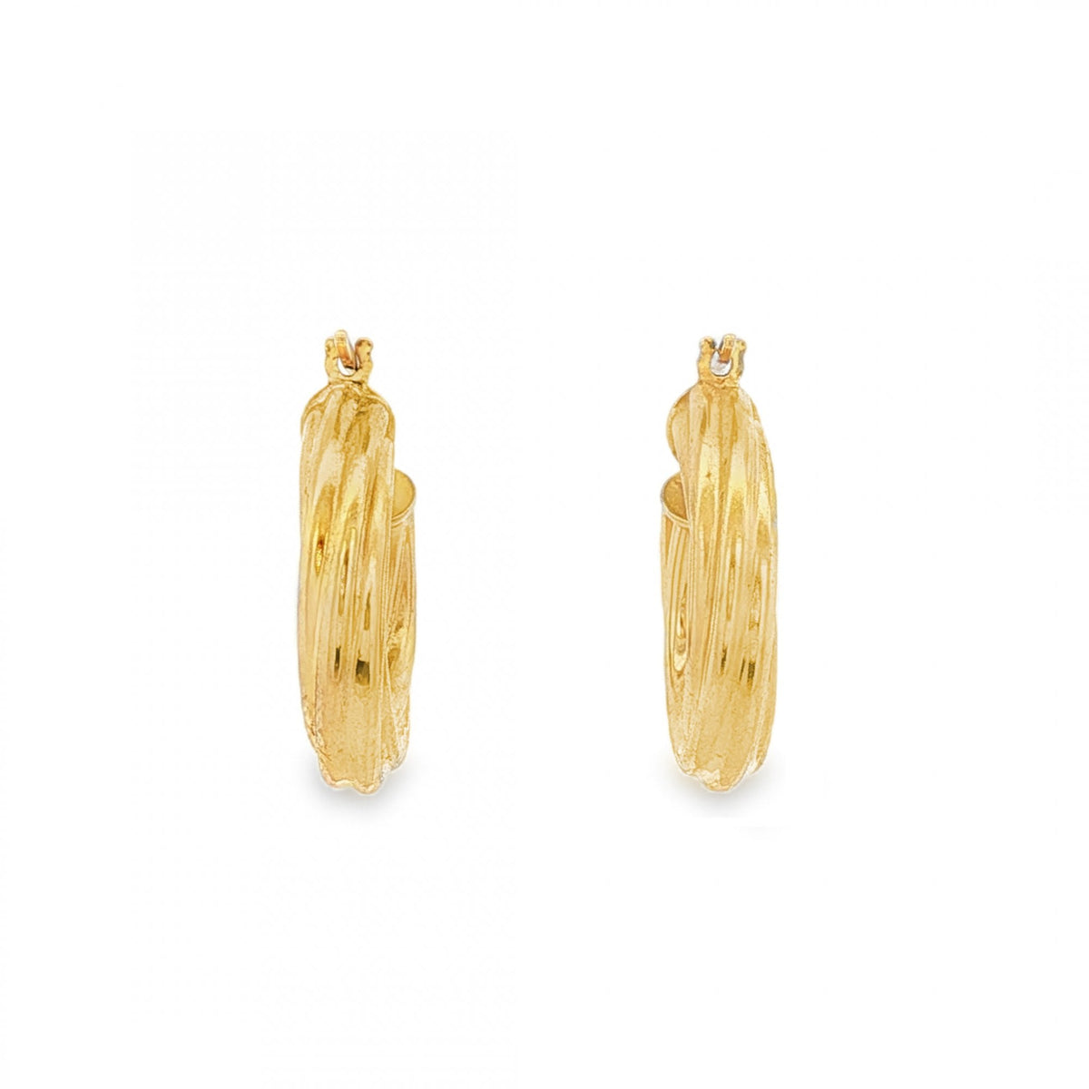 9ct Yellow Gold Twist Hoop Earrings - 18x19x4mm - 1.3g