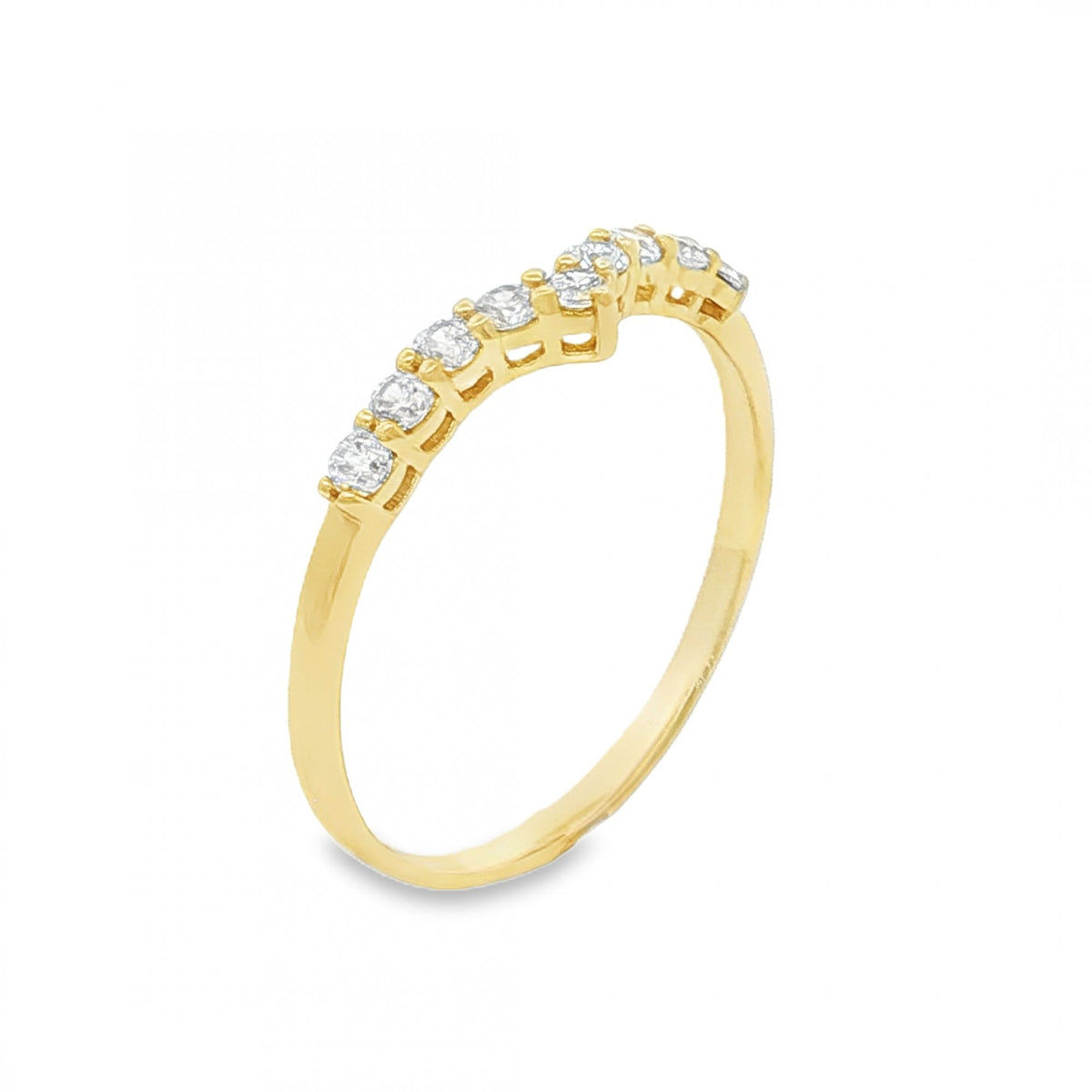 9ct Yellow Gold Cubic Zirconia Wishbone Ring - Size W - 1.7g