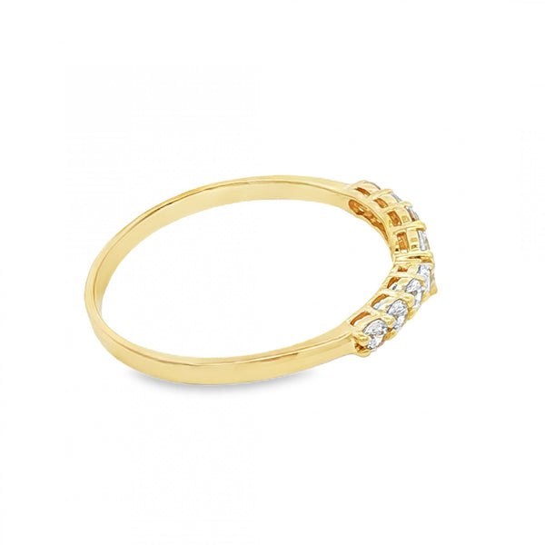 9ct Yellow Gold Cubic Zirconia Wishbone Ring - Size W - 1.7g