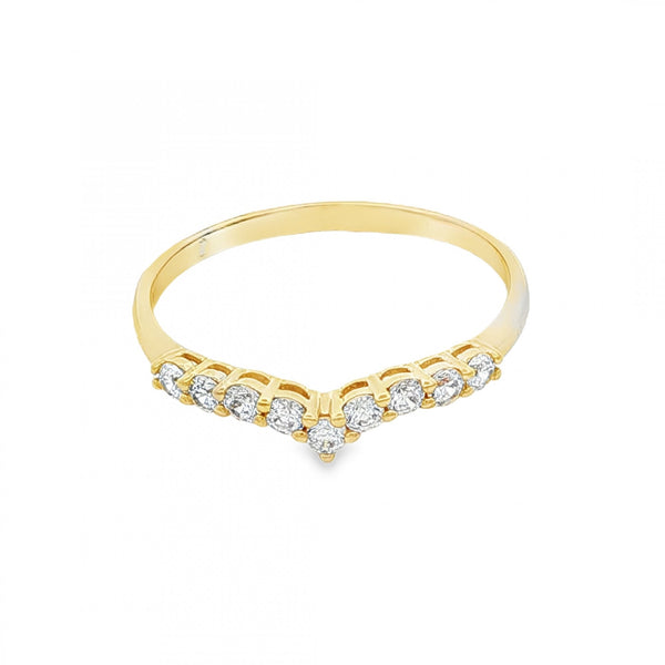 9ct Yellow Gold Cubic Zirconia Wishbone Ring - Size W - 1.7g
