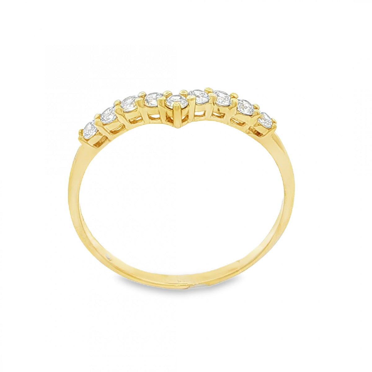 9ct Yellow Gold Cubic Zirconia Wishbone Ring - Size W - 1.7g