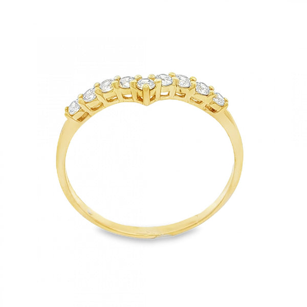 9ct Yellow Gold Cubic Zirconia Wishbone Ring - Size W - 1.7g