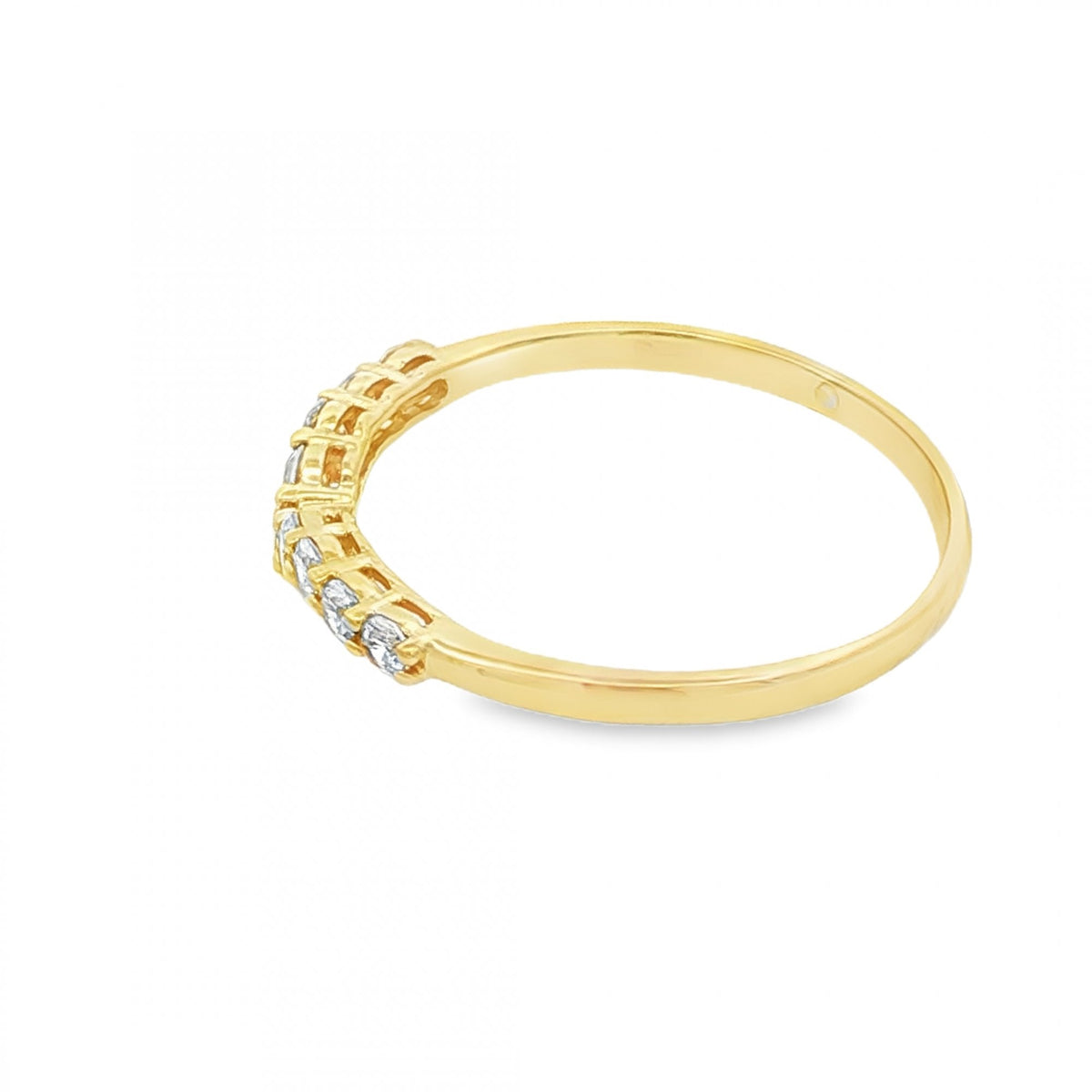 9ct Yellow Gold Cubic Zirconia Wishbone Ring - Size W - 1.7g