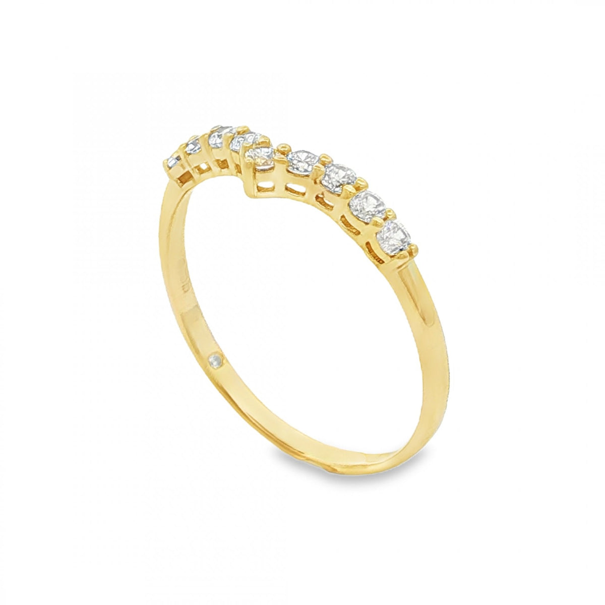 9ct Yellow Gold Cubic Zirconia Wishbone Ring - Size W - 1.7g