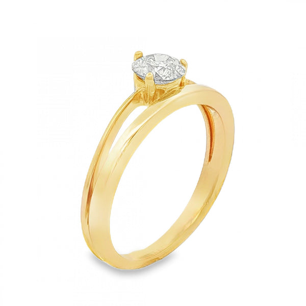 18ct Yellow Gold Diamond Split Band Engagement Ring - 0.57ct