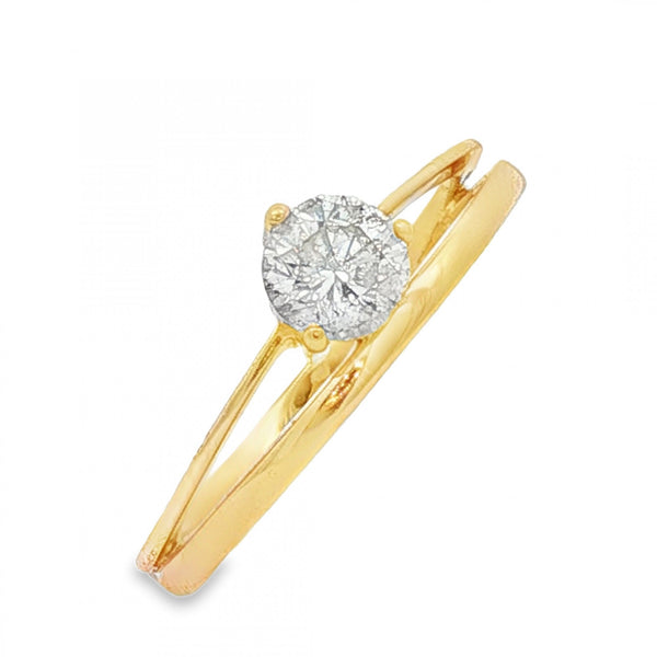 18ct Yellow Gold Diamond Split Band Engagement Ring - 0.57ct