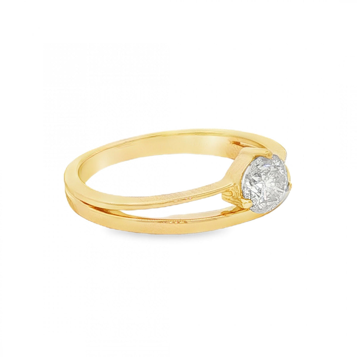 18ct Yellow Gold Diamond Split Band Engagement Ring - 0.57ct