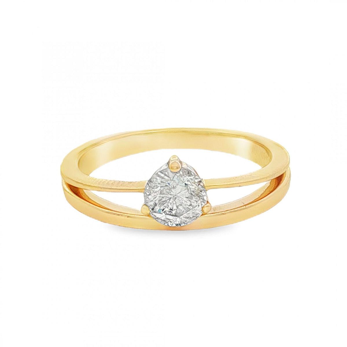 18ct Yellow Gold Diamond Split Band Engagement Ring - 0.57ct