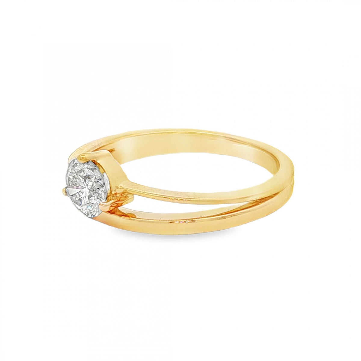 18ct Yellow Gold Diamond Split Band Engagement Ring - 0.57ct
