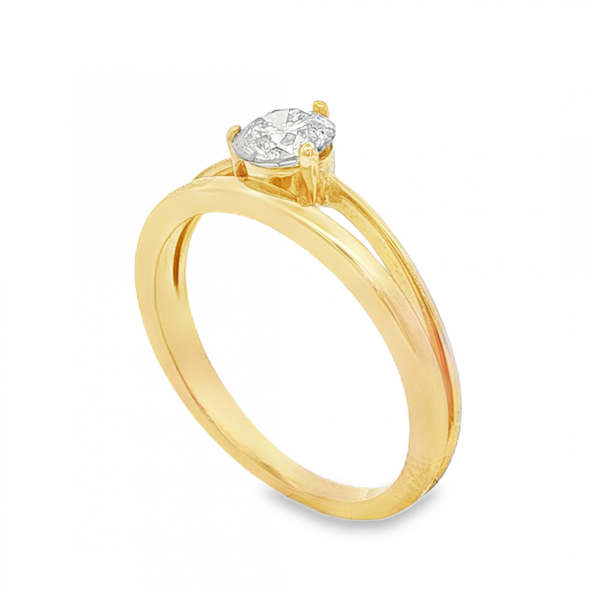 18ct Yellow Gold Diamond Split Band Engagement Ring - 0.57ct
