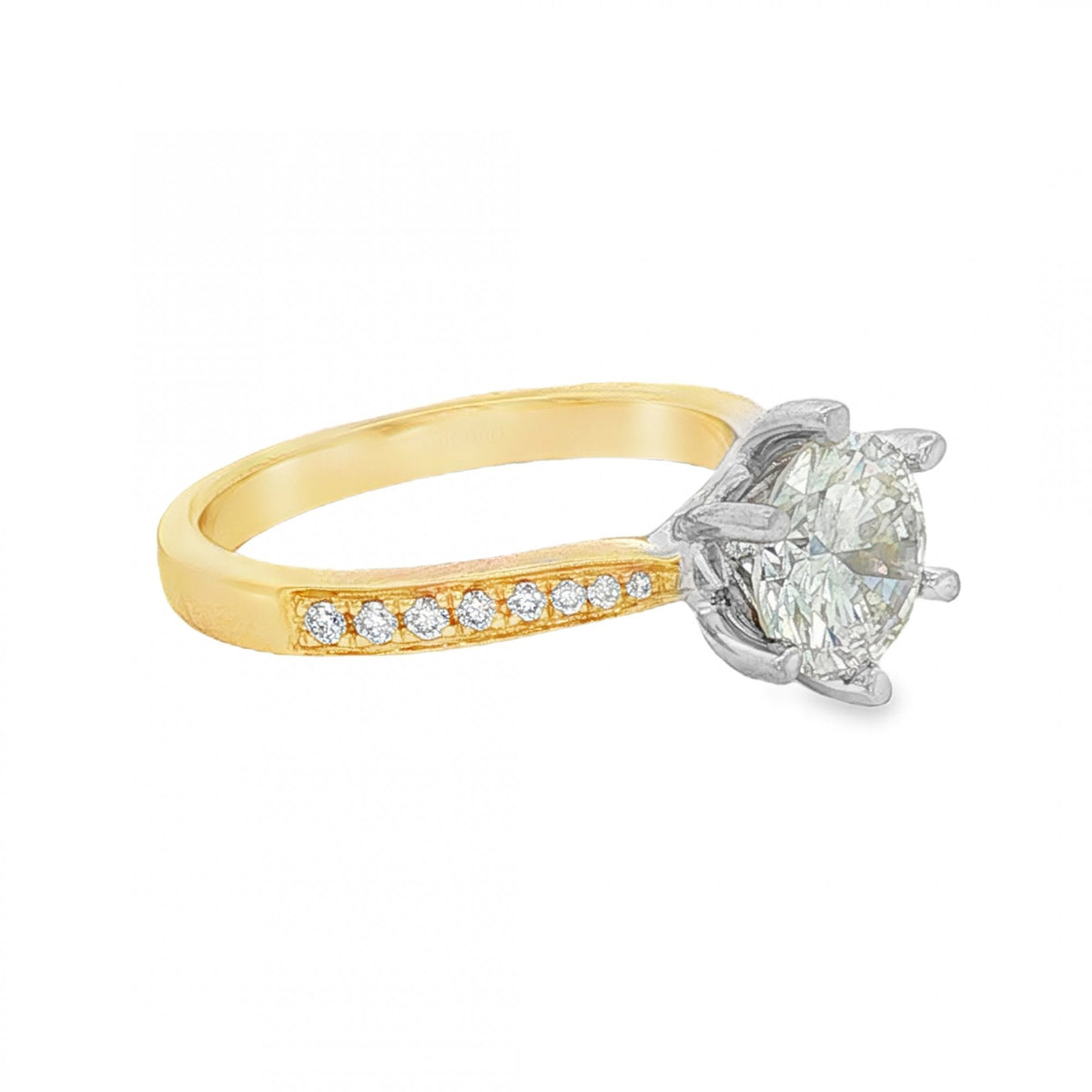 18ct Yellow Gold Diamond Engagement Ring - Size M - 1.576ct