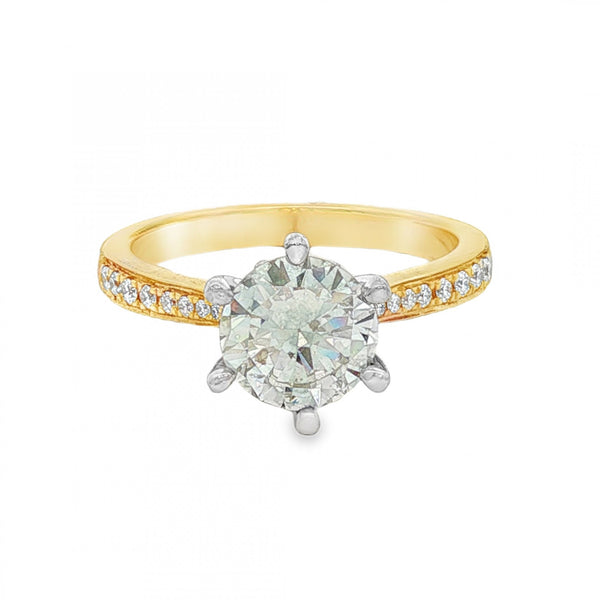 18ct Yellow Gold Diamond Engagement Ring - Size M - 1.576ct