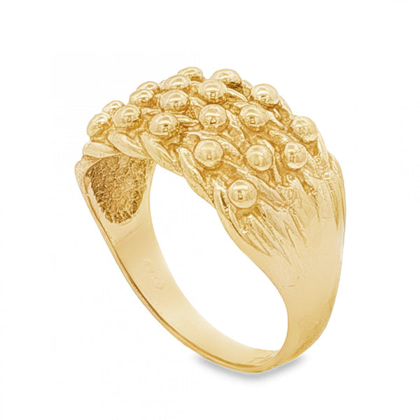9ct Yellow Gold Shot Ring - Size Q - 11mm