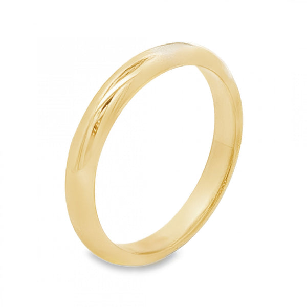 9ct Yellow Gold D-Shape Wedding Band - Size S - 3mm