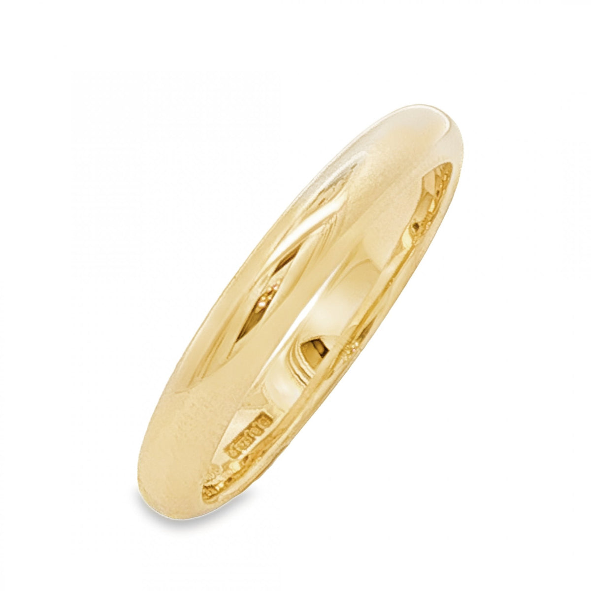 9ct Yellow Gold D-Shape Wedding Band - Size S - 3mm