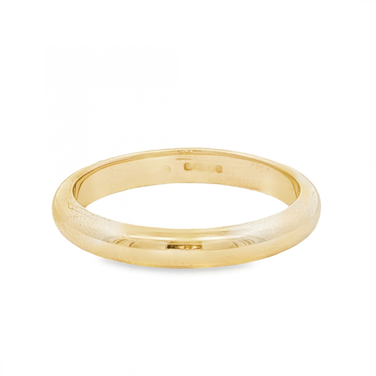9ct Yellow Gold D-Shape Wedding Band - Size S - 3mm