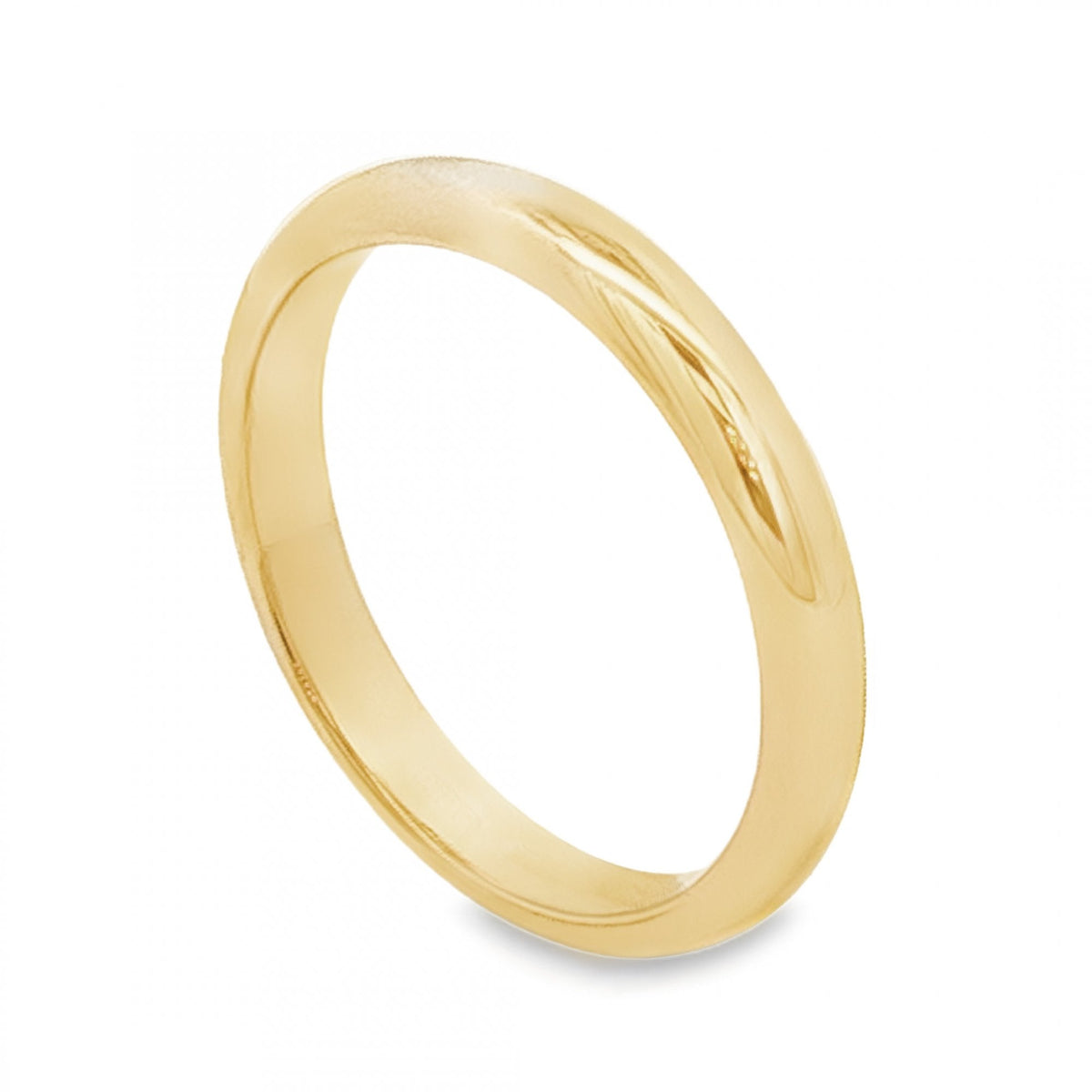 9ct Yellow Gold D-Shape Wedding Band - Size S - 3mm