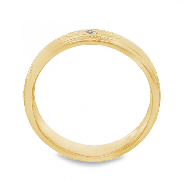 18ct Yellow Gold Diamond D-Shape Wedding Band - Size N½ - 4.5mm