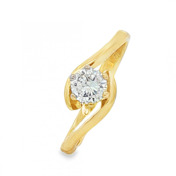 18ct Yellow Gold Diamond Twist Engagement Ring - Size O - 0.32ct
