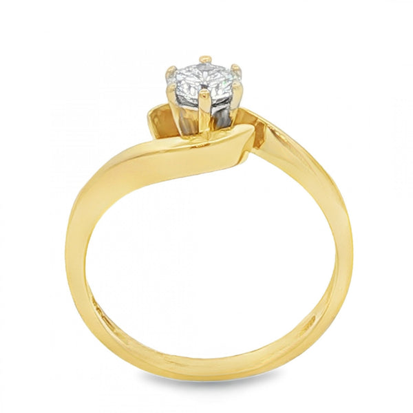 18ct Yellow Gold Diamond Twist Engagement Ring - Size O - 0.32ct