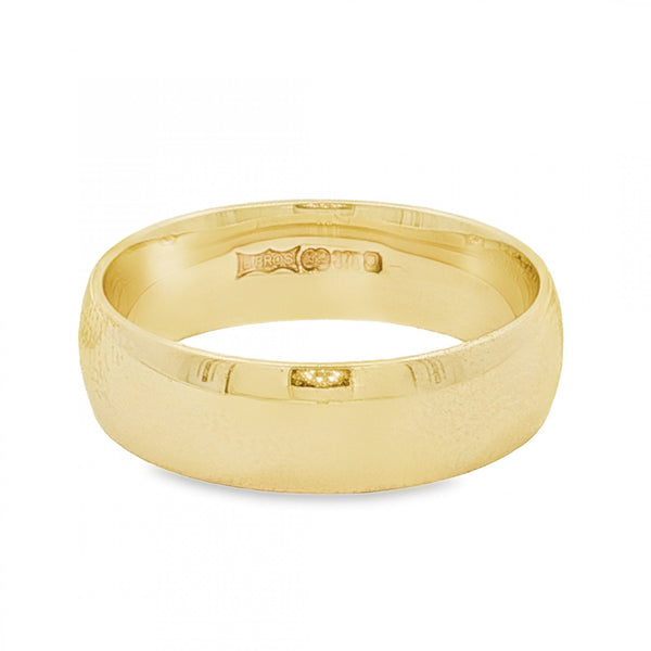 9ct Yellow Gold D-Shape Wedding Band - Size O - 6mm