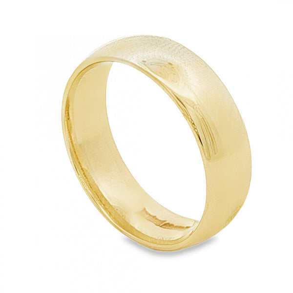 9ct Yellow Gold D-Shape Wedding Band - Size O - 6mm