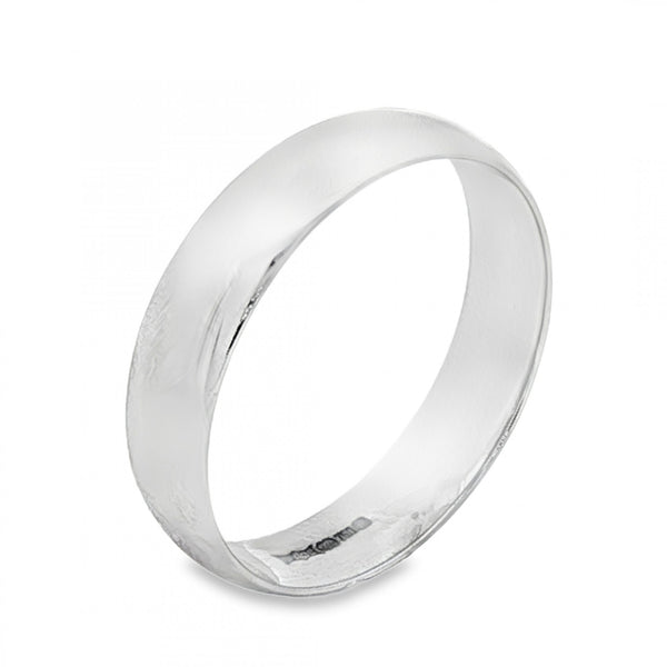 18ct White Gold D-Shape Wedding Band - Size Z+1½ - 6mm