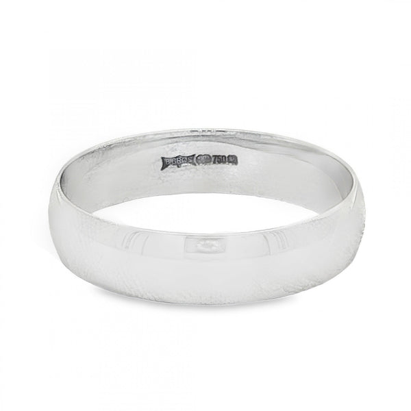 18ct White Gold D-Shape Wedding Band - Size Z+1½ - 6mm
