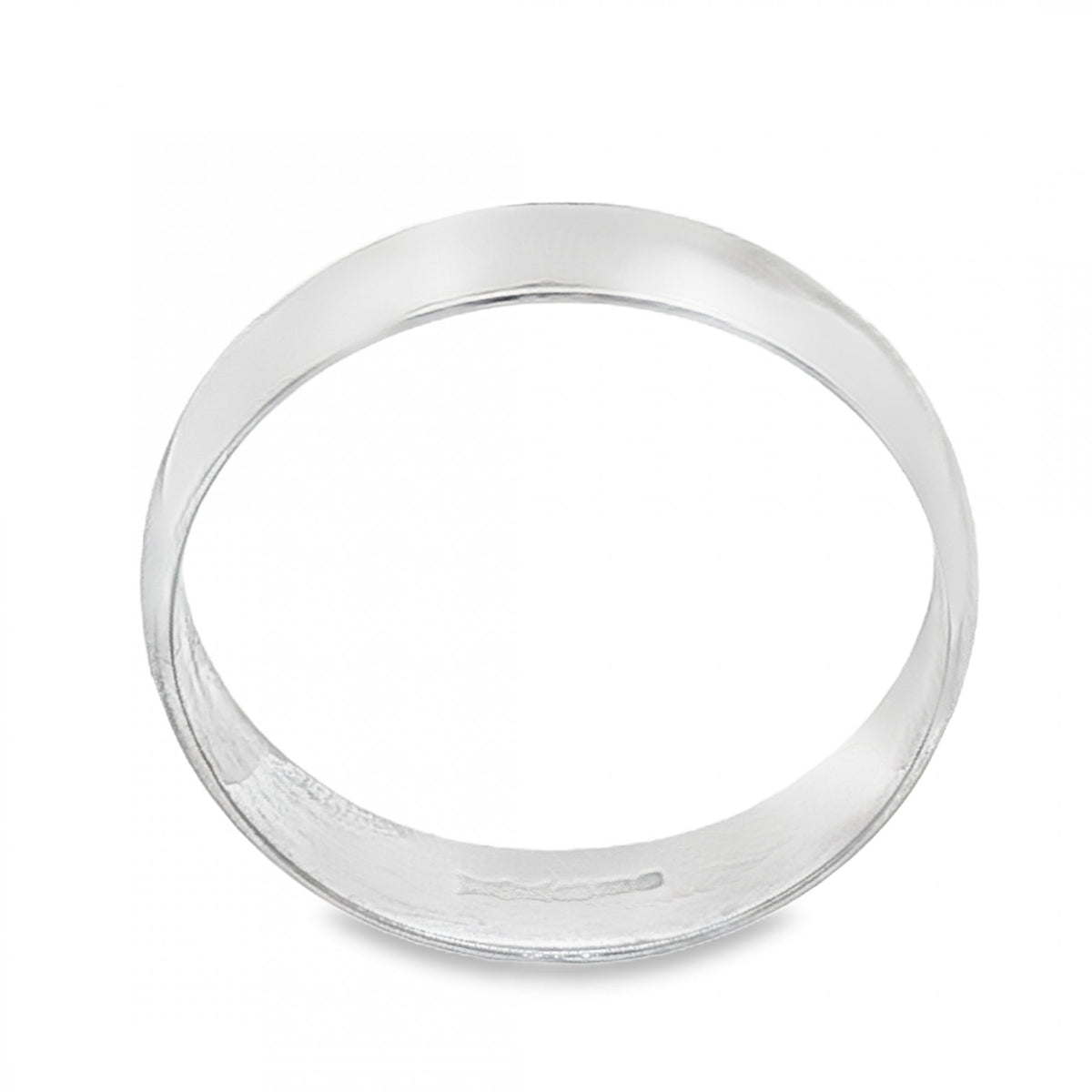 18ct White Gold D-Shape Wedding Band - Size Z+1½ - 6mm